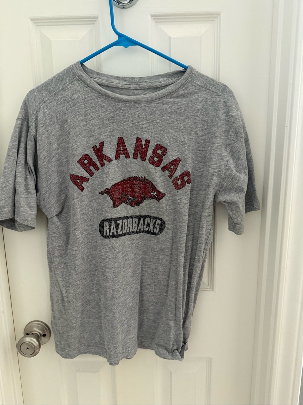 Champion Gray University of Arkansas Razorbacks Tee with Red Graphic